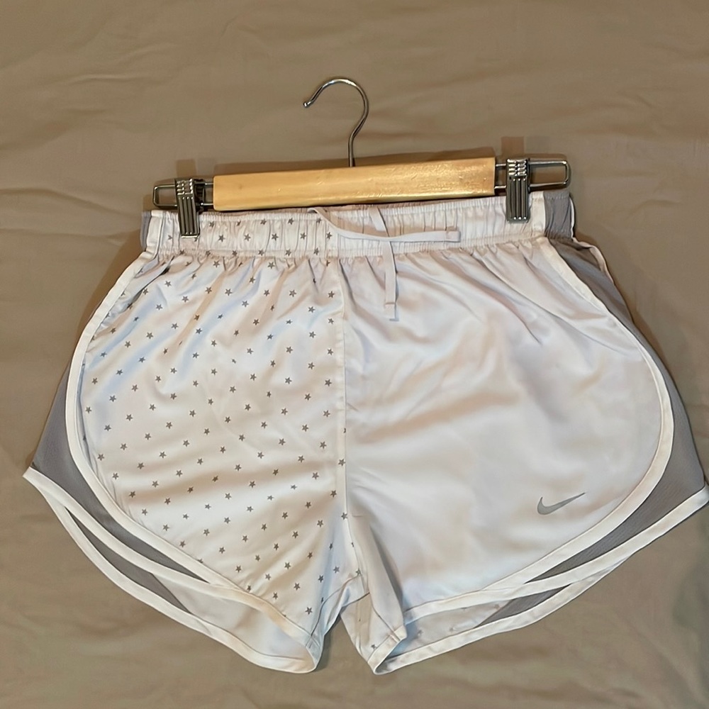 White Nike dri-fit shorts with stars Size: Medium